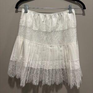 Lace Mini Skirt Y2k Ruffle Low Waist Slip Layered Pleated Flowy Skirt